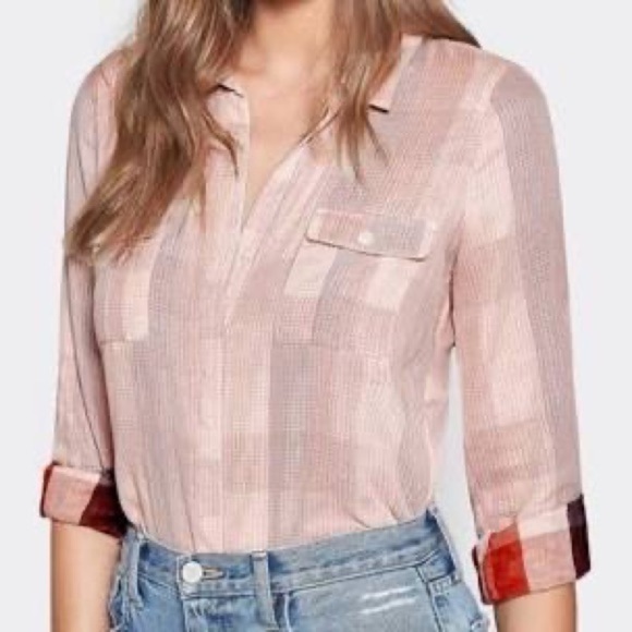 Joie Booker Reverse Plaid Button Up Size XS - Picture 2 of 6